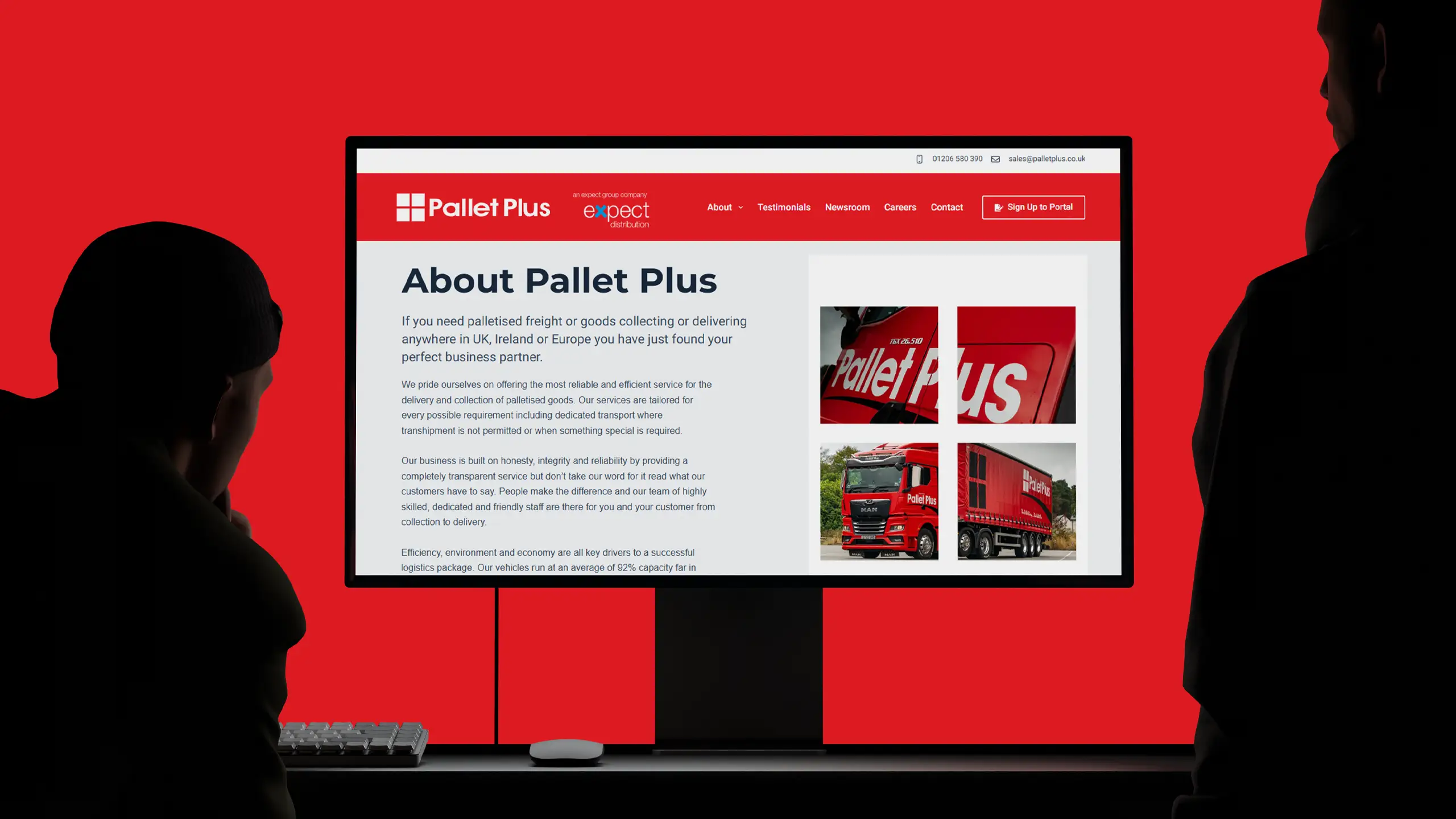 Pallet Plus portal messaging and brand confidence elements